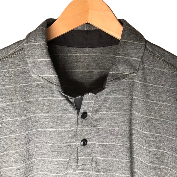 Lululemon Evolution Polo Men’s Grey Stripes Golf Shirt ESTIMATED Size Large - Picture 3 of 9